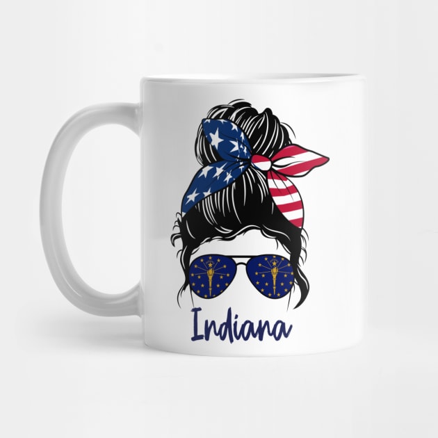 Indiana girl Messy bun , American Girl , Indiana Flag by JayD World